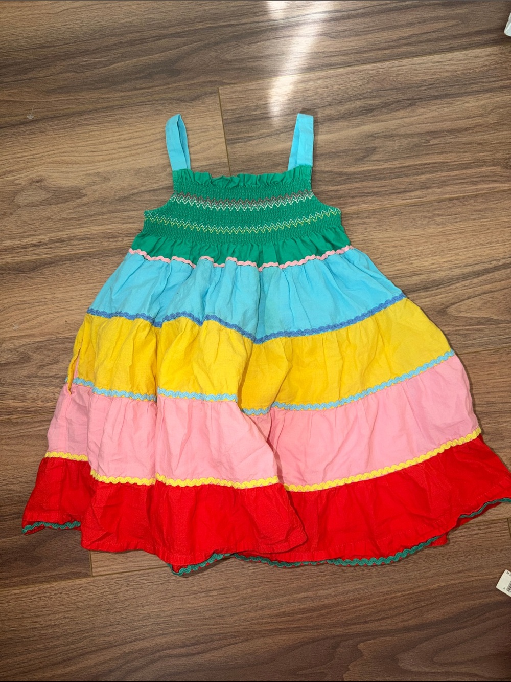 Mini Boden Green Bodice Multicolor Tiered Sundress